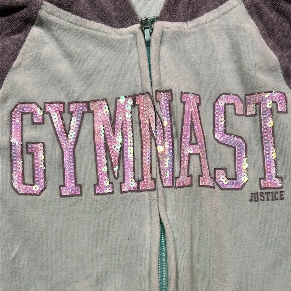 Justice Mint and Heather Mauve 'GYMNAST' Zip Hoodie